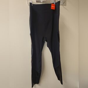 NWT Spanx‎ 3X Black Leggings With  Faux Leather Accents At Ankles And Pockets